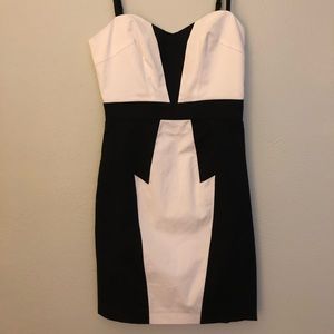 Bebe white and black mini dress